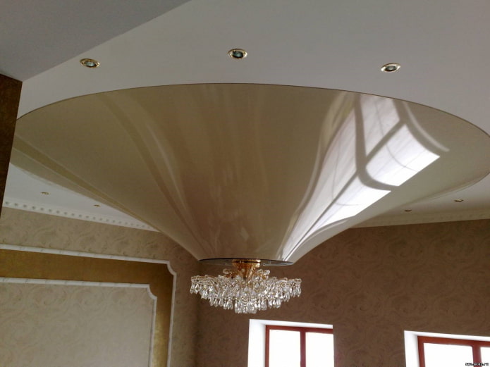 figured ceiling structure in the shape of a cone
