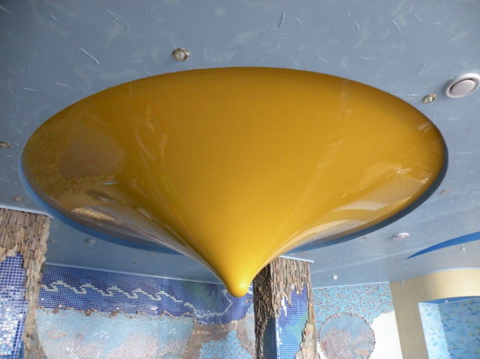 figured ceiling structure in the shape of a cone