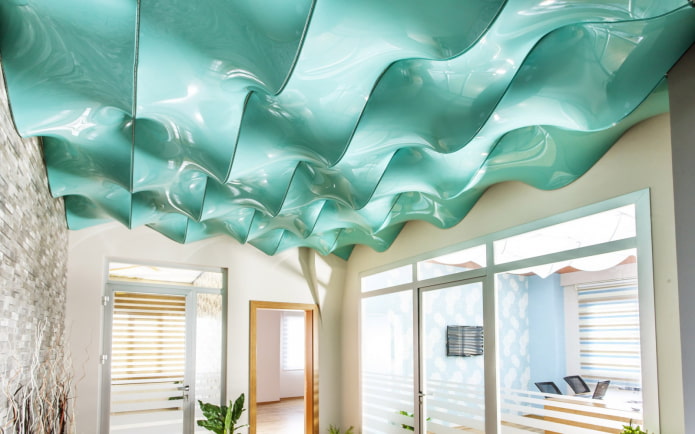 curly ceiling structure in the shape of a wave