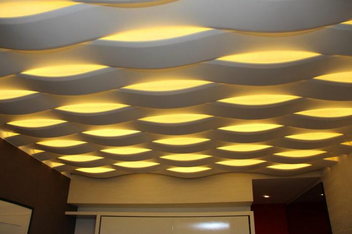 curly ceiling structure in the shape of a wave