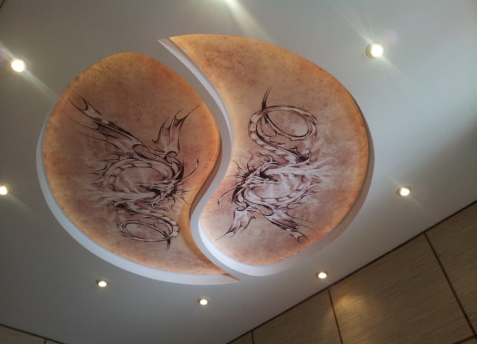 figured ceiling structure with photo printing