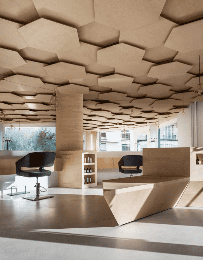 figured plywood ceiling structure