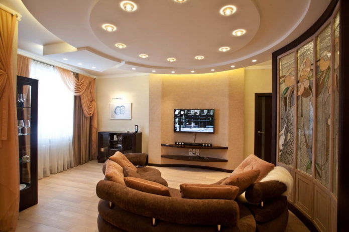 figured ceiling structure in the living room