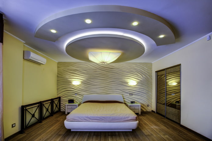 figured ceiling structure in the bedroom