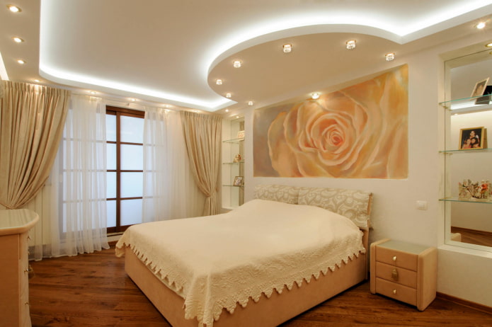 figured ceiling structure in the bedroom