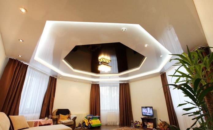 figured ceiling structure in the shape of polygons