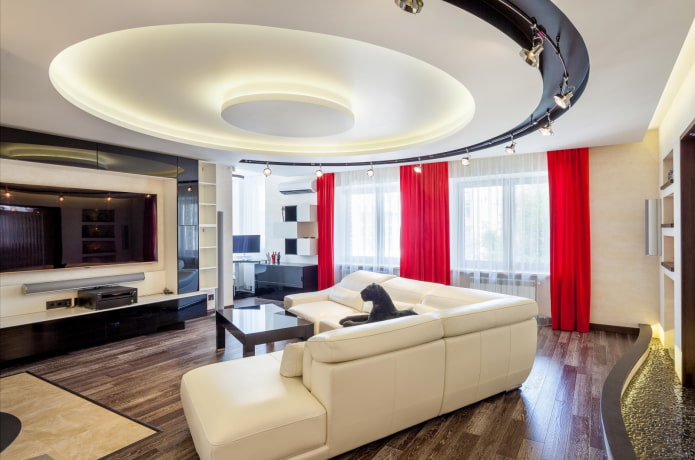 figured ceiling structure in the living room