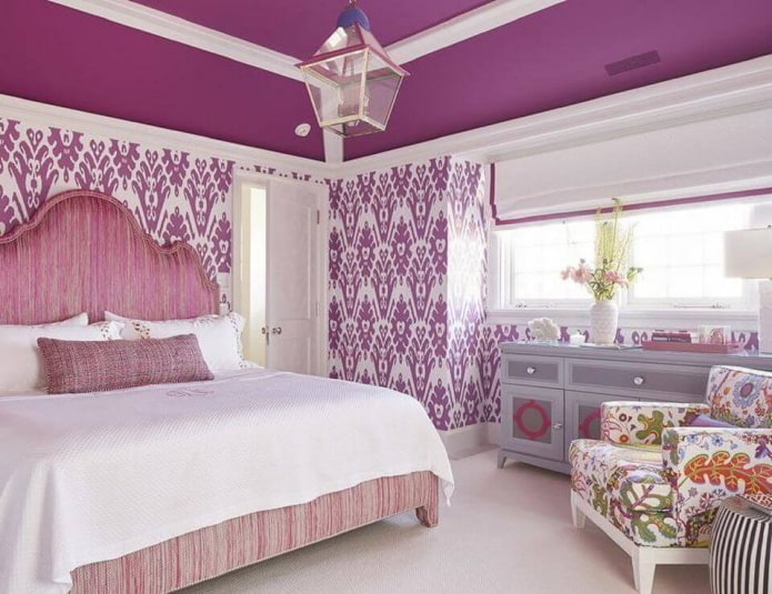 pink and lilac bedroom interior