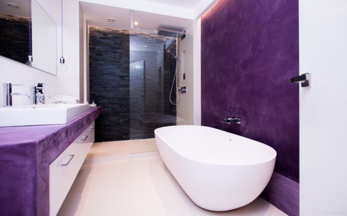 white and purple bathroom