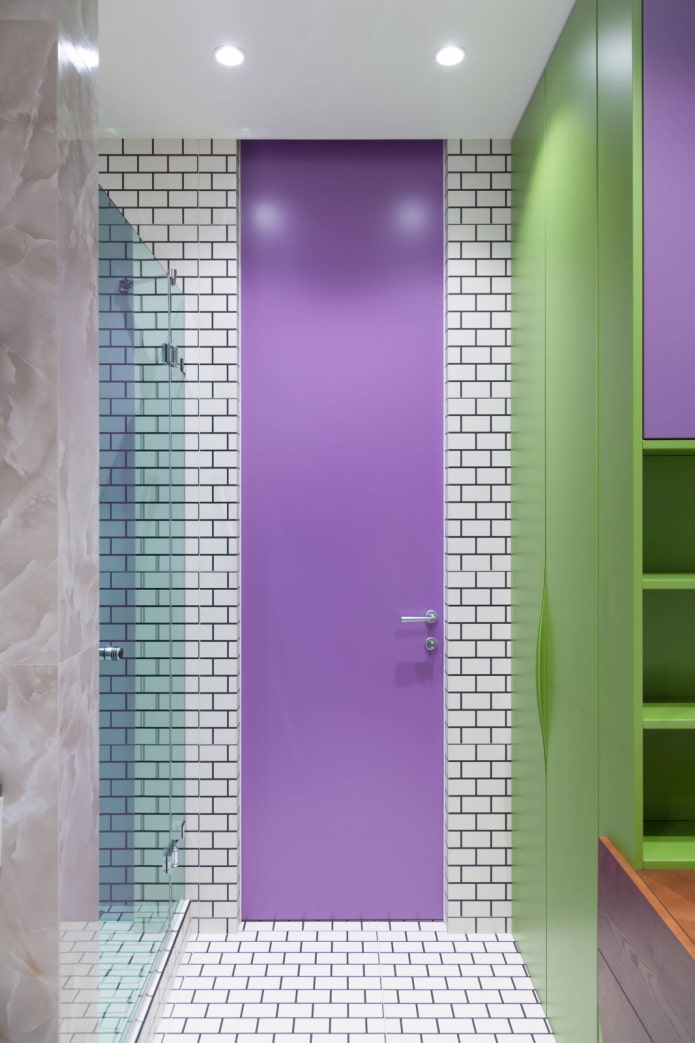 Purple and green bathroom