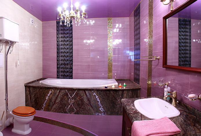 bathroom finishing in lilac tones