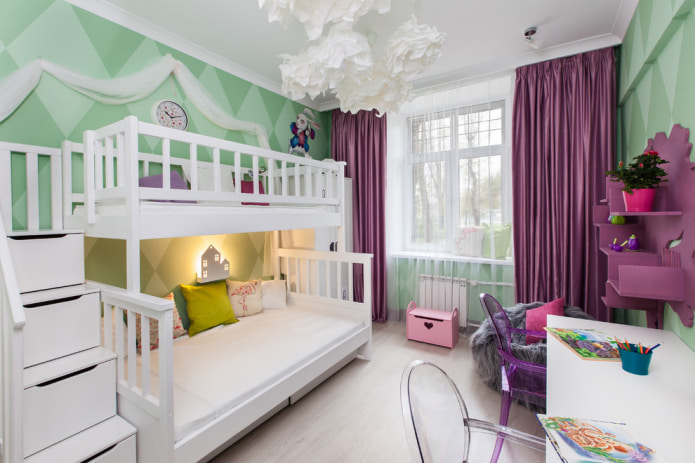 satin curtains in the nursery