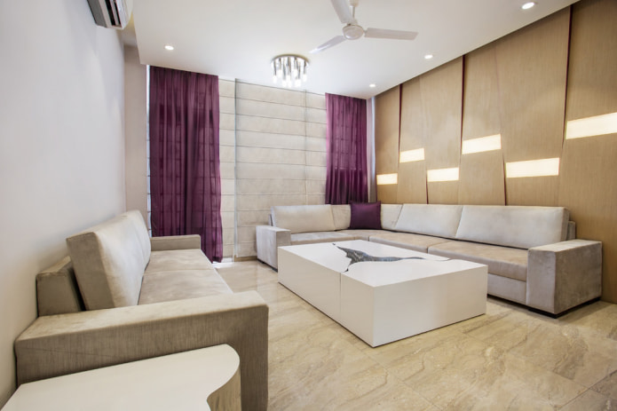 purple-beige curtains