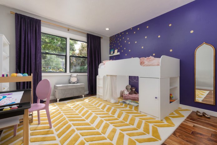 Purple plain curtains
