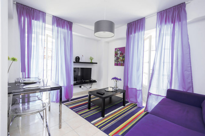 purple tulle in a modern living room