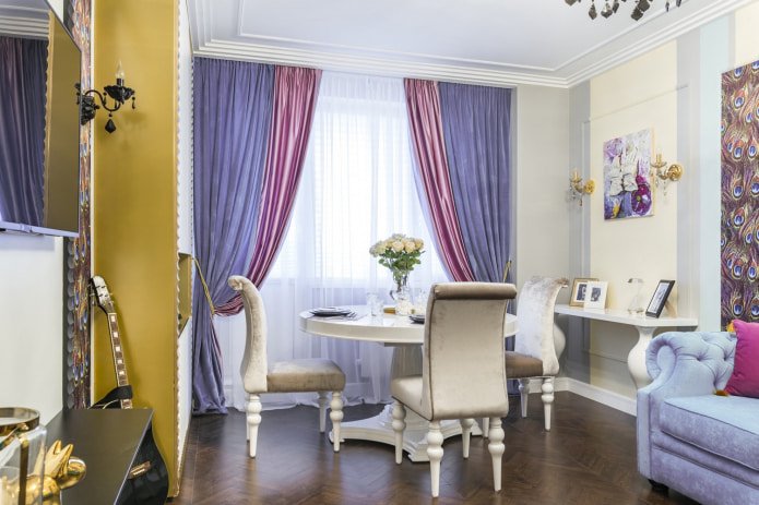 Pink and purple curtains
