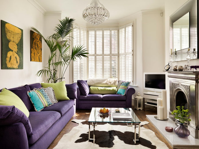 eggplant-colored sofa 