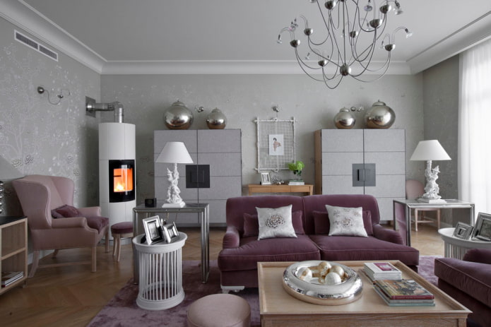 plum-colored sofa