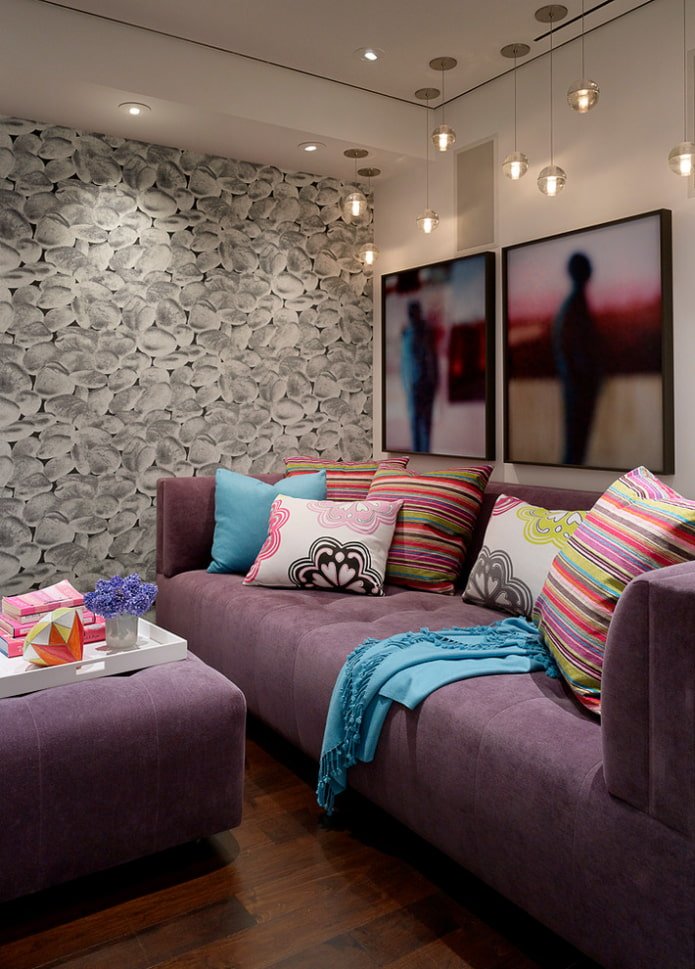sofa in purple tones
