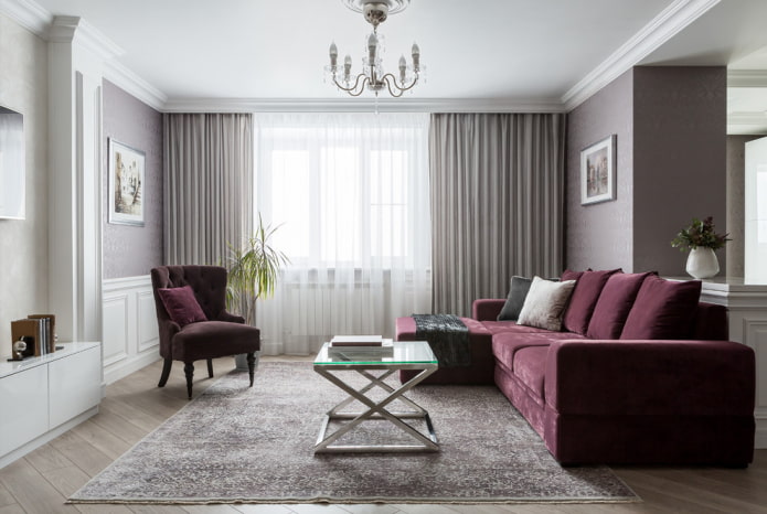 lilac sofa with ottoman