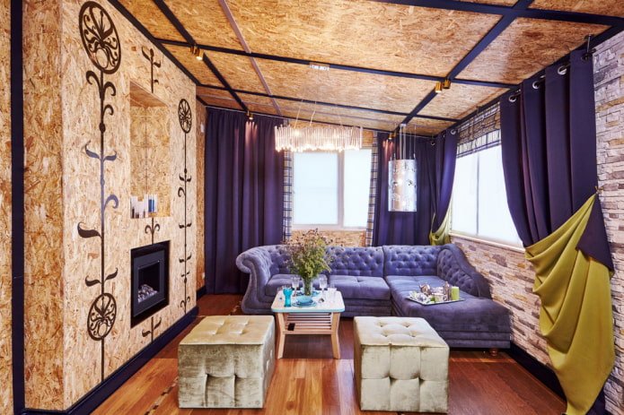 sofa in purple tones