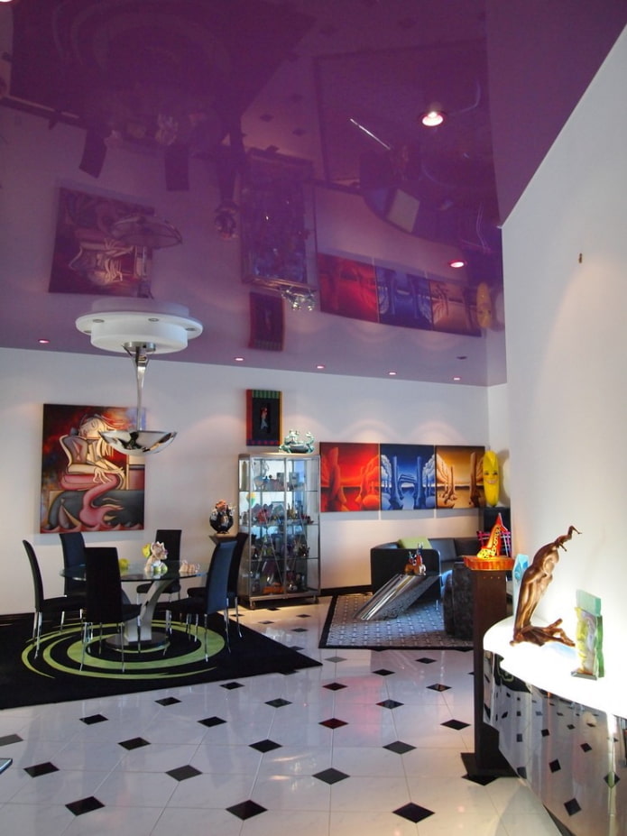 purple glossy stretch ceiling