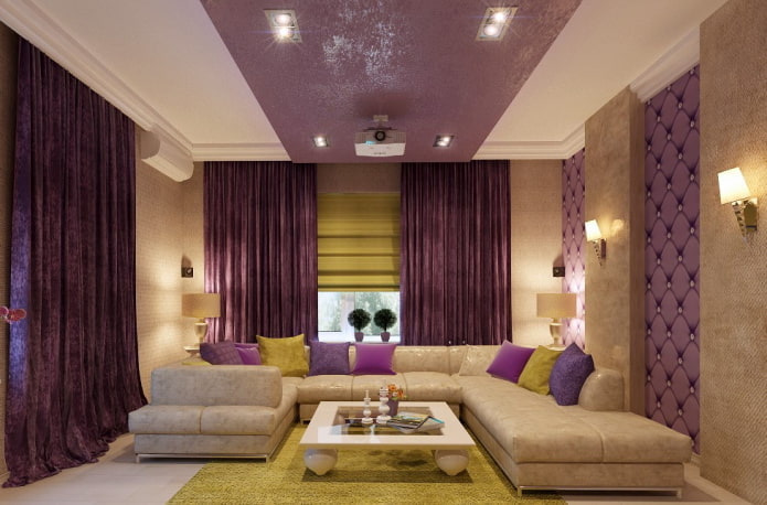 purple suspended structure in the living room