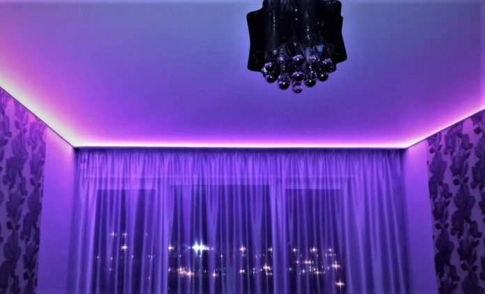 violet ceiling with backlighting