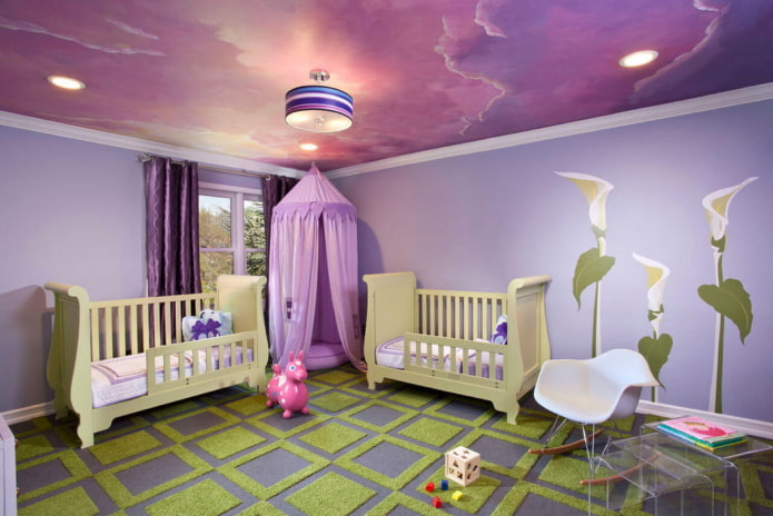 ceiling of different shades of purple