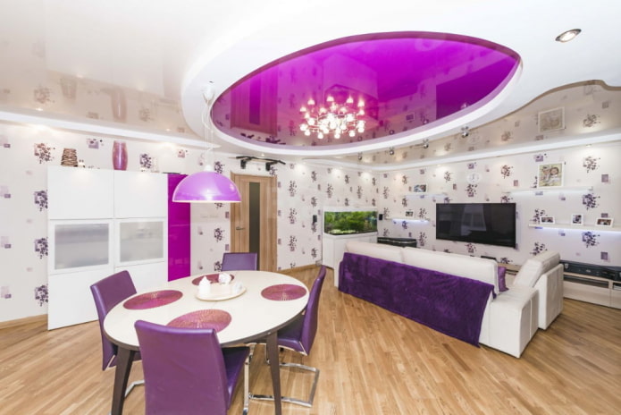purple ceiling in the living room