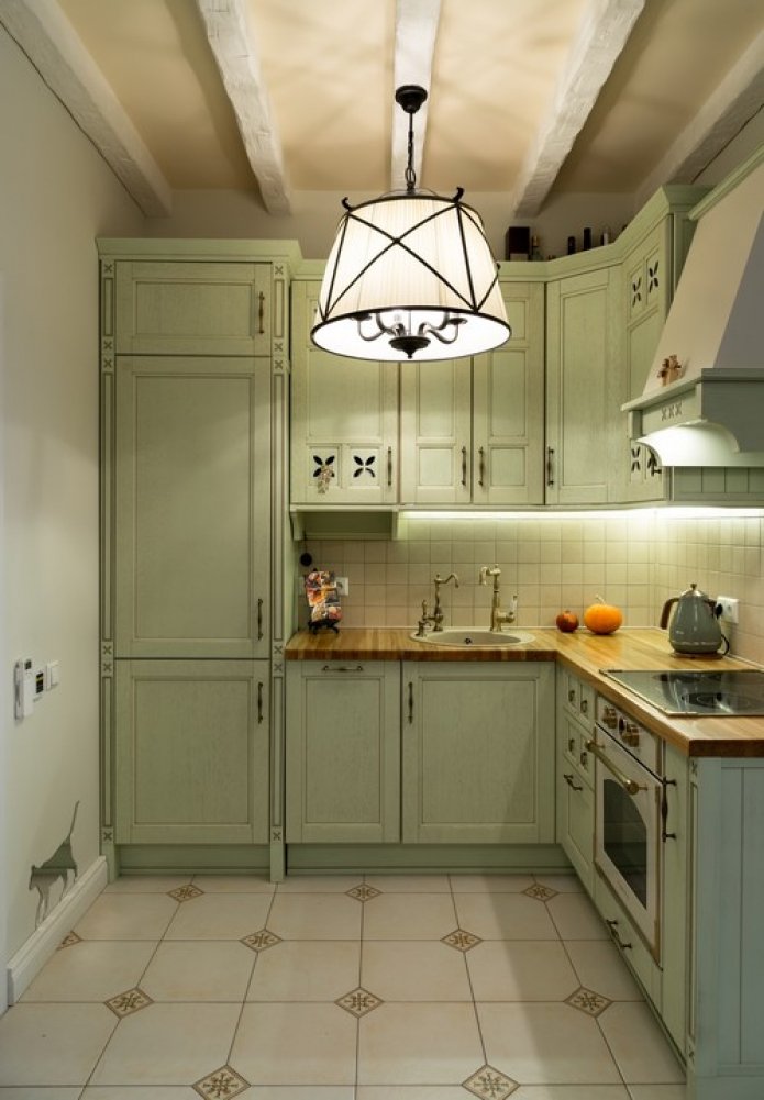 wooden countertop in the kitchen