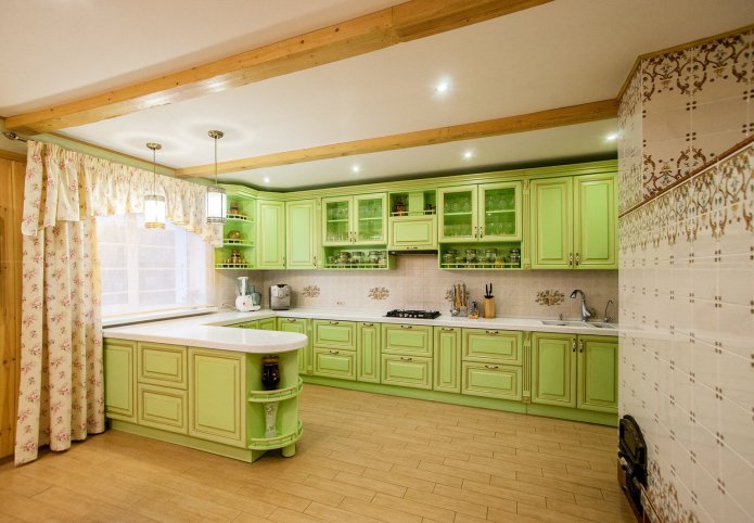 beams on the kitchen ceiling