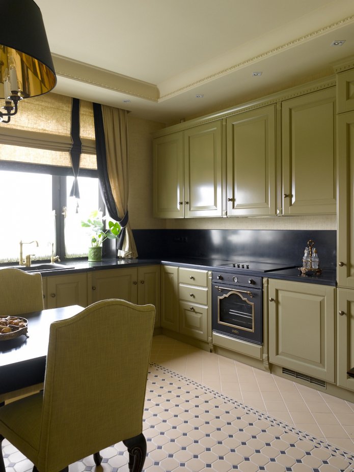 dark green kitchen
