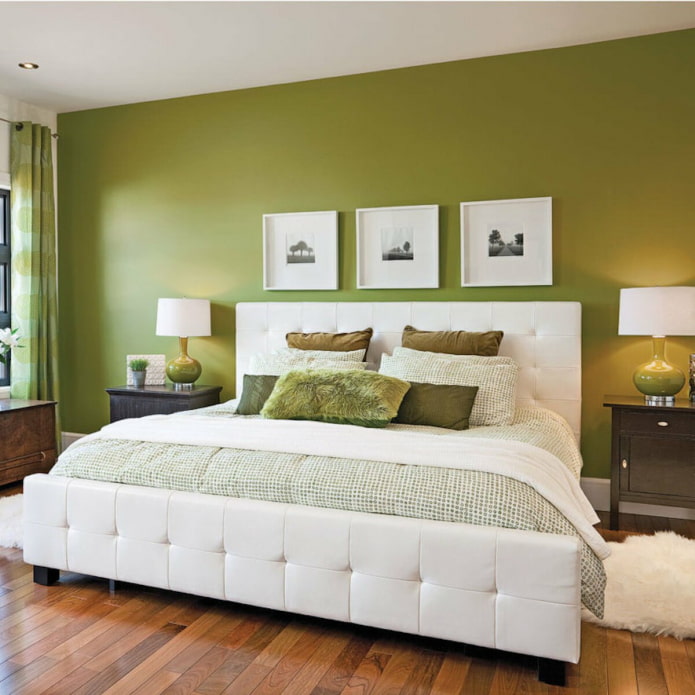 green wall in the bedroom