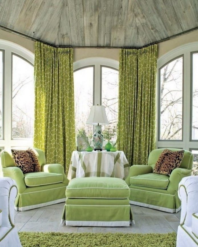 colored upholstered furniture in the hall
