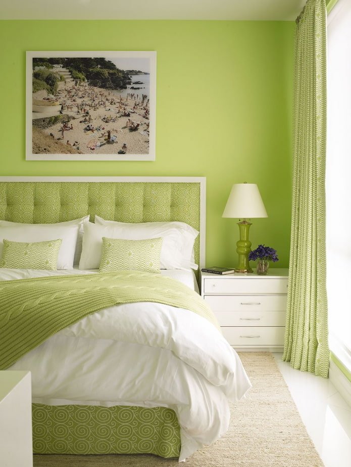 bedroom in green tones