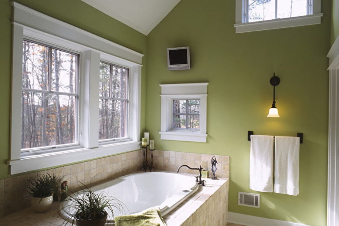 green walls in the bathroom