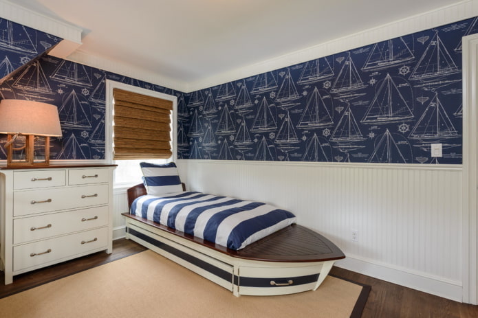 wallpaper with a marine print