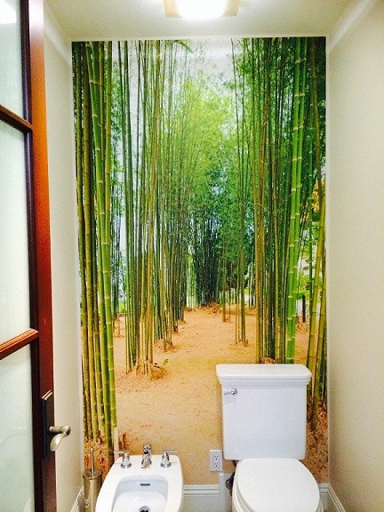 wallpaper "bamboo going into the distance" in the bathroom