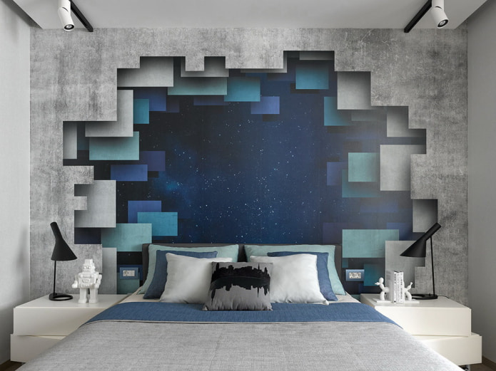 3D wallpaper in the bedroom