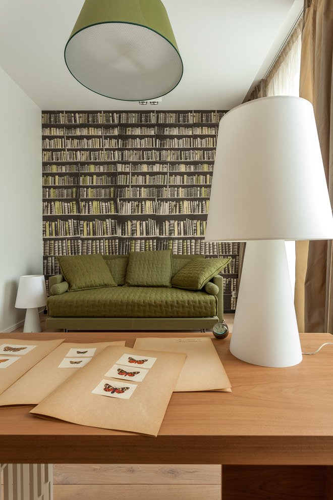 Decorative space-expanding photo wallpaper with the image of bookshelves