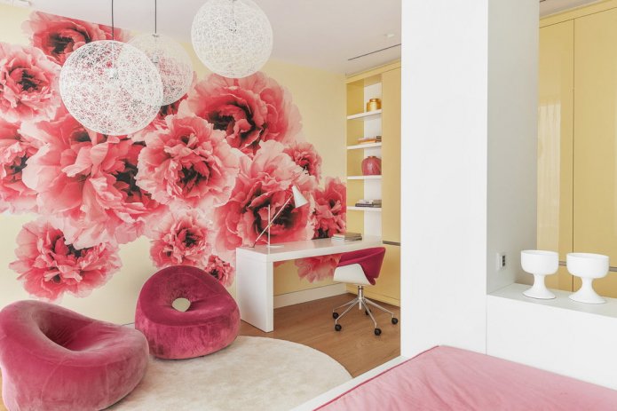 pink photo wallpaper with flowers