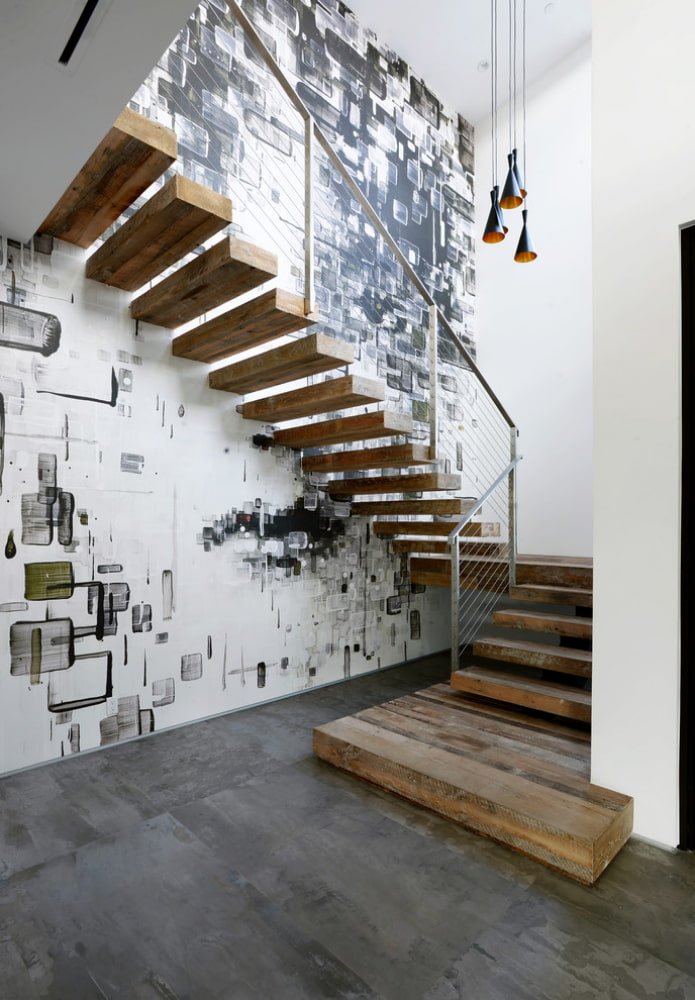 wall decoration along the stairs