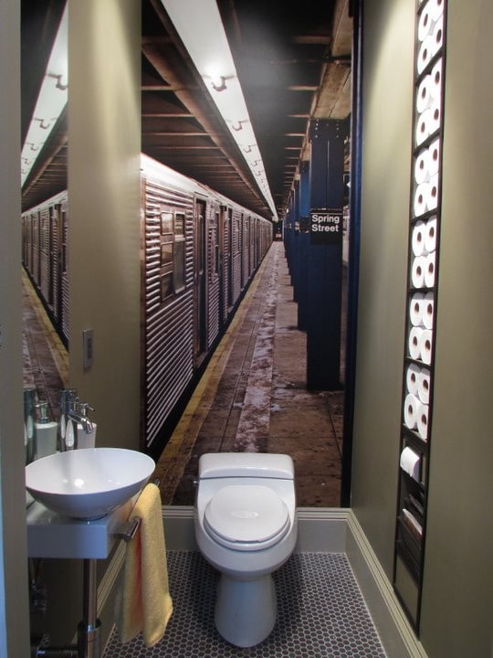 image with perspective on the wall in the bathroom