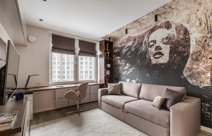 wallpaper with a portrait print