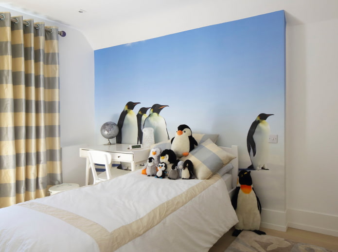 penguins on photo wallpaper