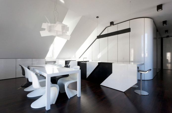black and white kitchen