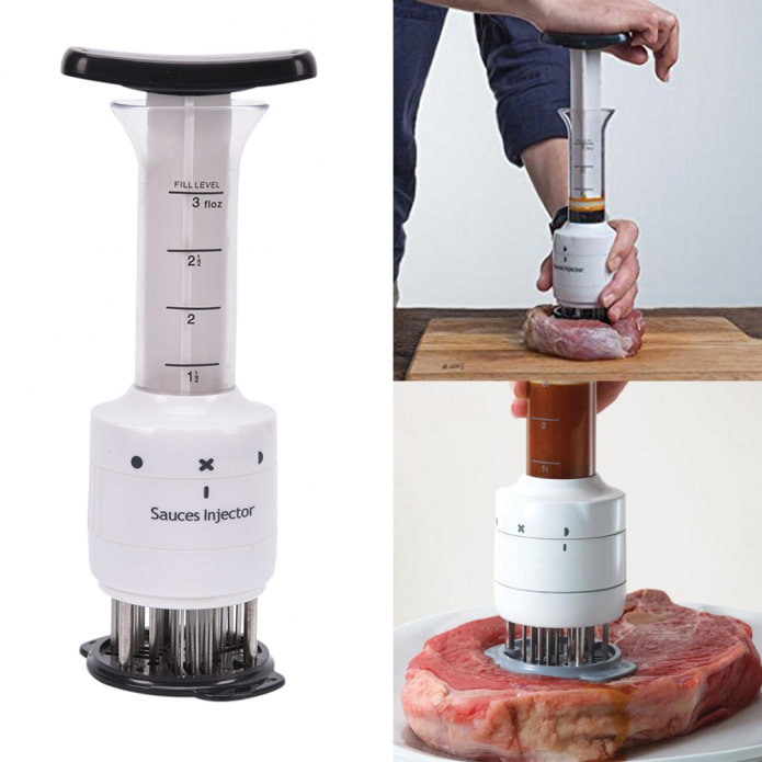 Meat marinator syringe