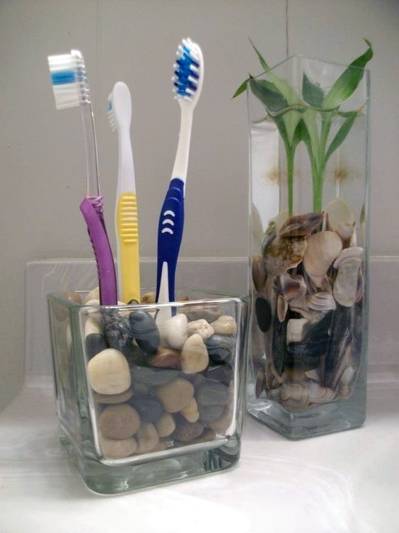 Pebbles in a Bathroom