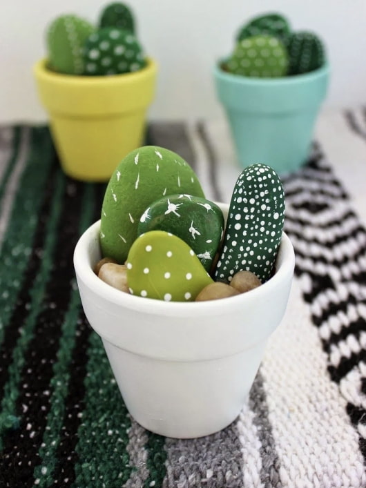 Cacti made of pebbles